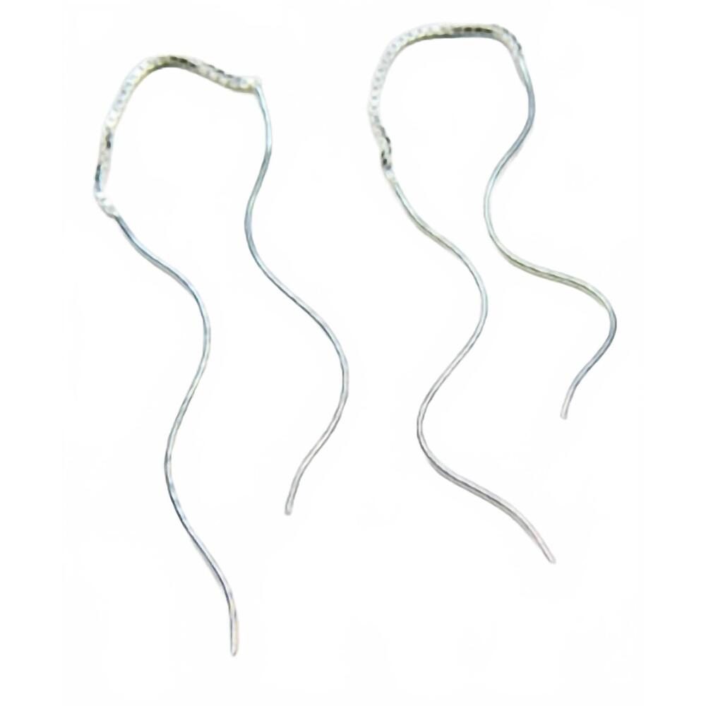 NEW SOSIE women's wavy bar threader earrings in silver
